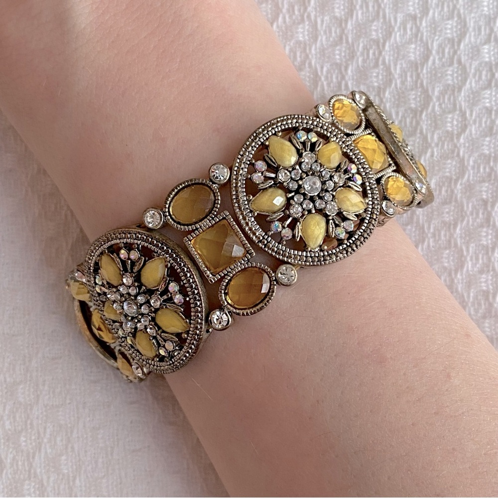Silver Gemstone Rhinestone Elastic Bracelet